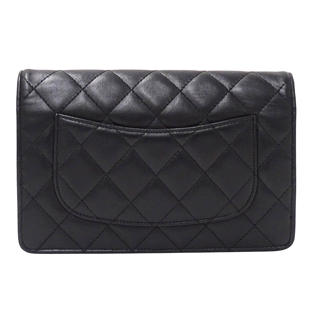CHANEL シャネル クラッチバッグ セカンドバッグ 長財布 マトラッセ ブラック シルバー金具 ラムスキン レディース 【中古】