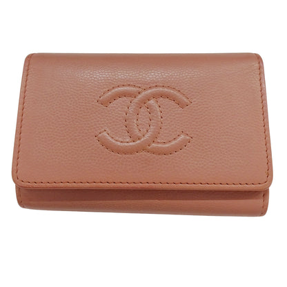 CHANEL シャネル 4連 キーケース サーモンピンク シルバー金具 ココマーク キャビアスキン レディース 【中古】