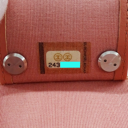 CHANEL シャネル 4連 キーケース サーモンピンク シルバー金具 ココマーク キャビアスキン レディース 【中古】