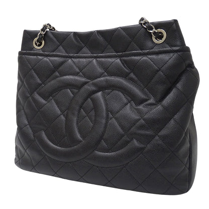 CHANEL シャネル トートバッグ マトラッセ ブラック シルバー金具 キャビアスキン レディース 【中古】