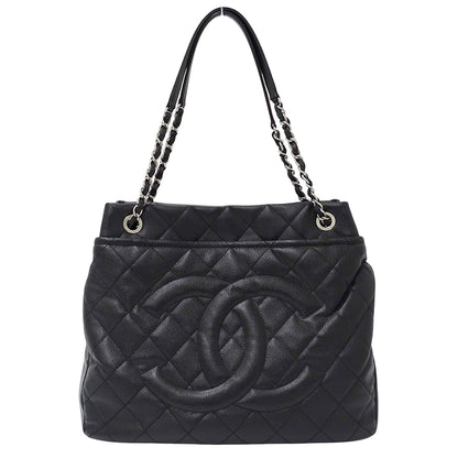 CHANEL シャネル トートバッグ マトラッセ ブラック シルバー金具 キャビアスキン レディース 【中古】