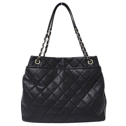 CHANEL シャネル トートバッグ マトラッセ ブラック シルバー金具 キャビアスキン レディース 【中古】