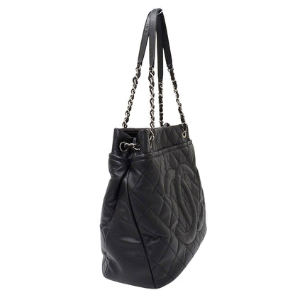 CHANEL シャネル トートバッグ マトラッセ ブラック シルバー金具 キャビアスキン レディース 【中古】
