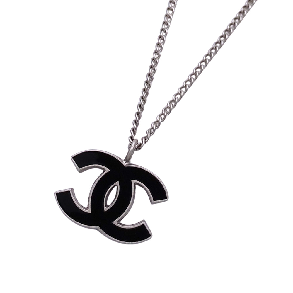CHANEL シャネル ネックレス ココマーク メタル ブラック シルバー レディース A28942 【中古】