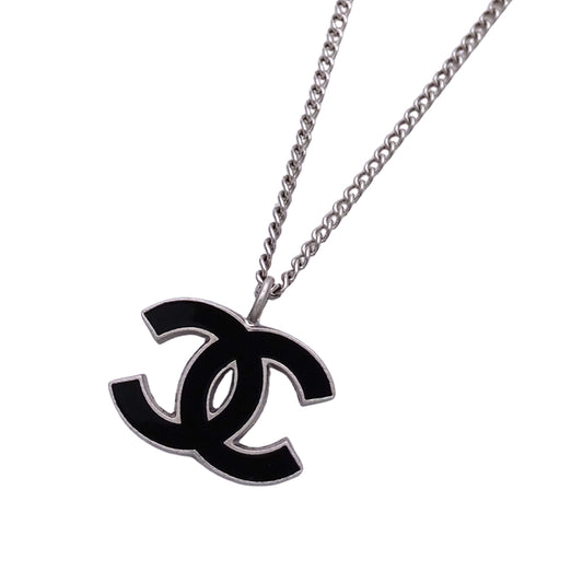 CHANEL シャネル ネックレス ココマーク メタル ブラック シルバー レディース A28942 【中古】