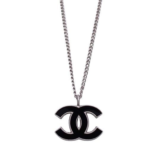 CHANEL シャネル ネックレス ココマーク メタル ブラック シルバー レディース A28942 【中古】