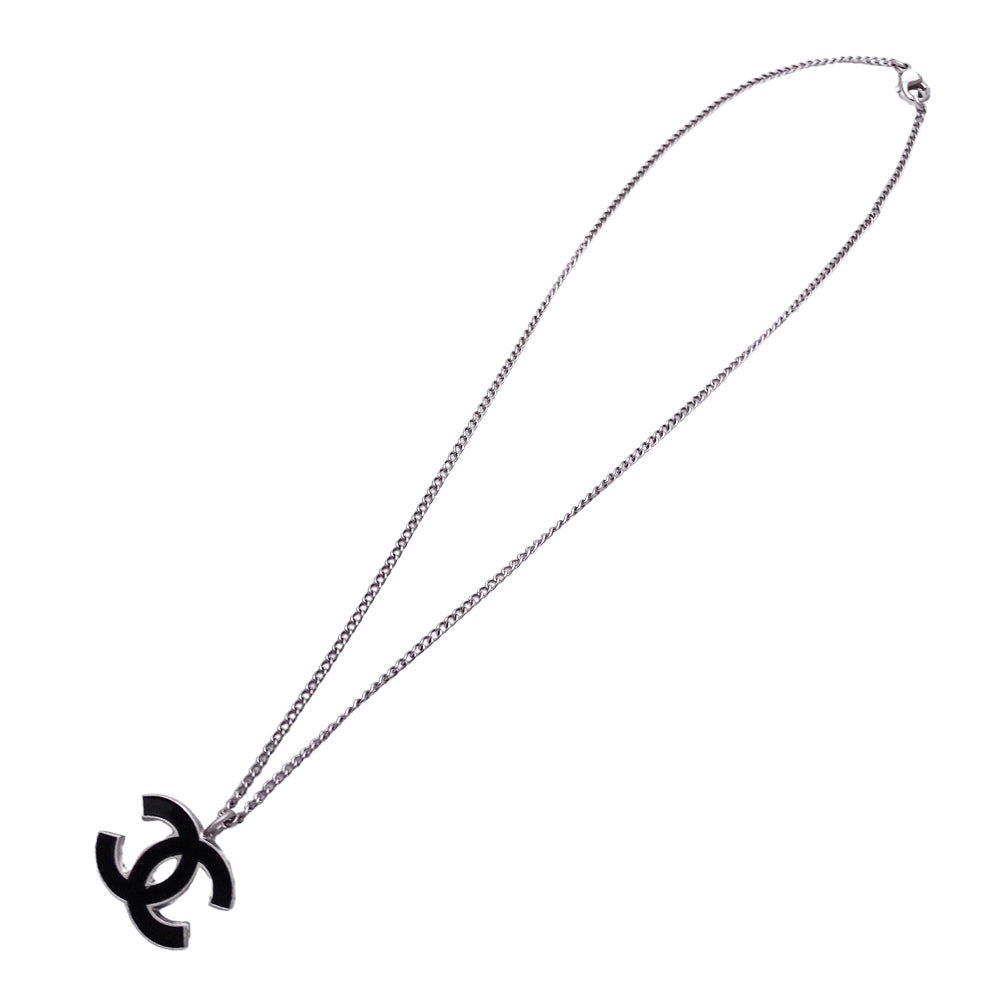 CHANEL シャネル ネックレス ココマーク メタル ブラック シルバー レディース A28942 【中古】