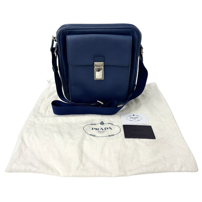 PRADA プラダ ショルダーバッグ サフィアーノ ブルー レディース メンズ 【中古】