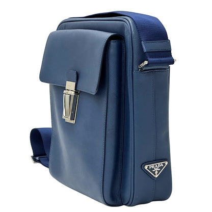 PRADA プラダ ショルダーバッグ サフィアーノ ブルー レディース メンズ 【中古】