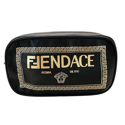 FENDI フェンディ フェンダーチェ ヴェルサーチ ショルダーバッグ ブラック レザー メンズ 【中古】