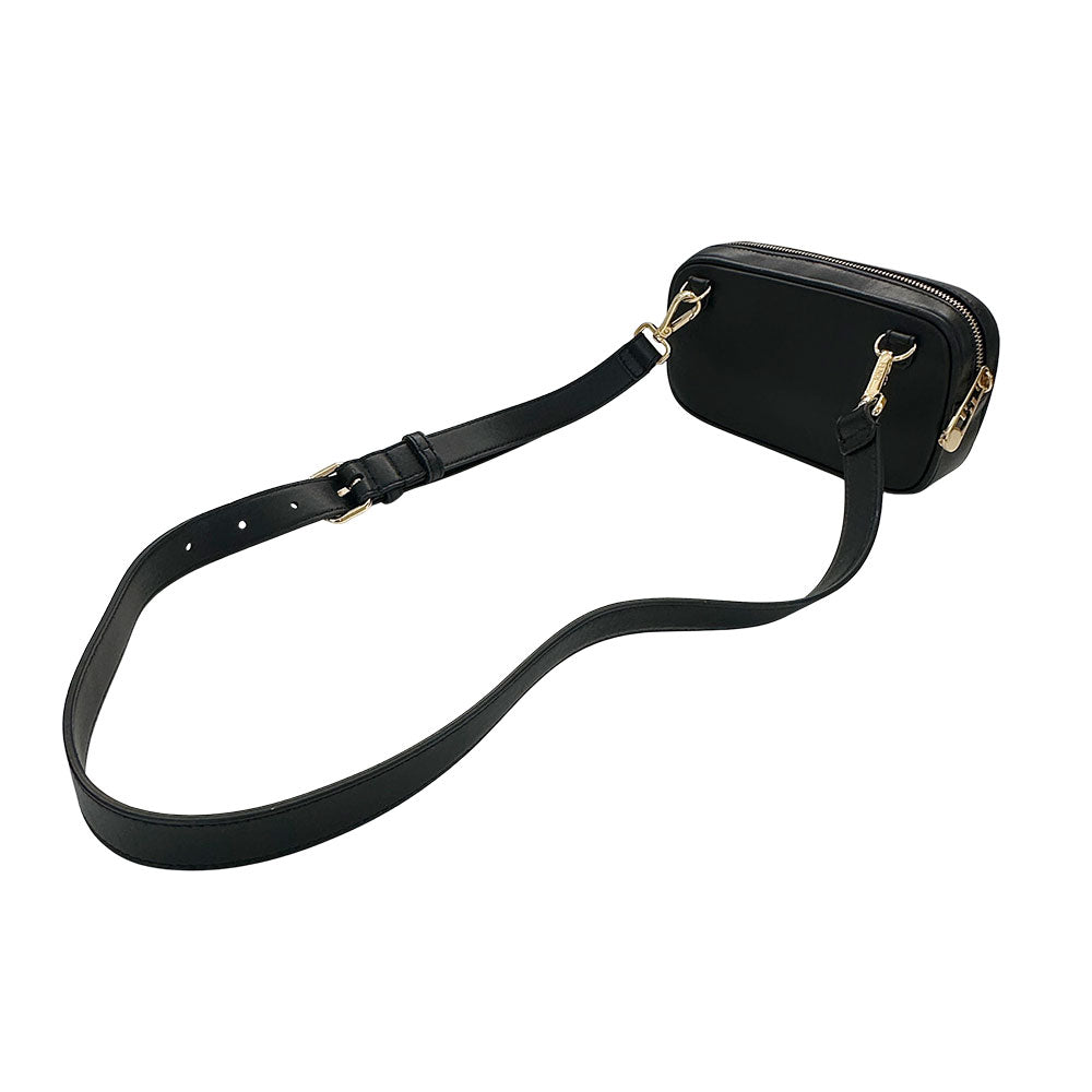 FENDI フェンディ フェンダーチェ ヴェルサーチ ショルダーバッグ ブラック レザー メンズ 【中古】