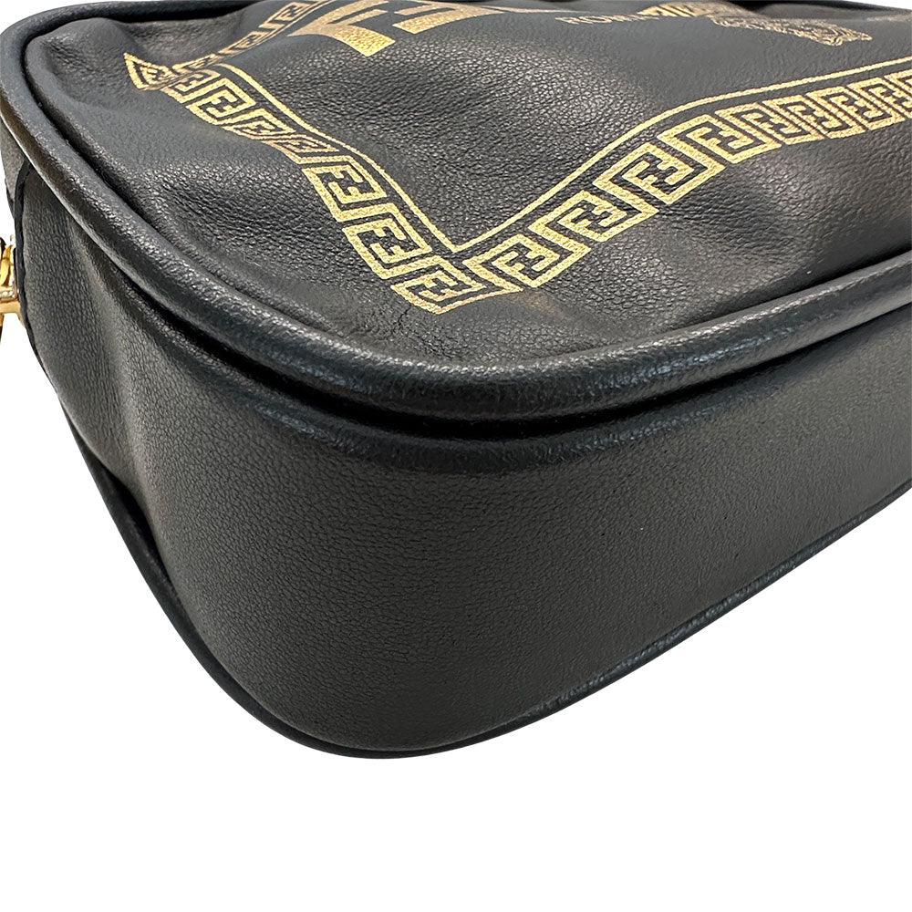 FENDI フェンディ フェンダーチェ ヴェルサーチ ショルダーバッグ ブラック レザー メンズ 【中古】