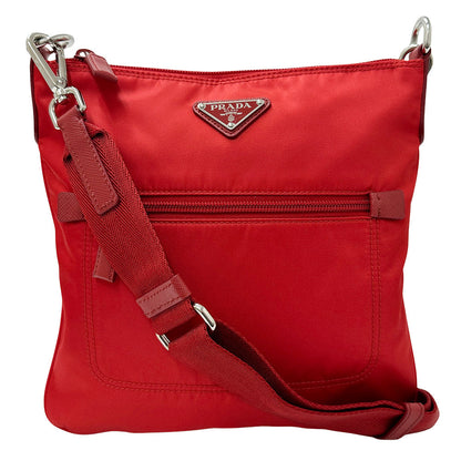 PRADA プラダ ショルダーバッグ レッド 1BH716 ナイロン レディース 【中古】