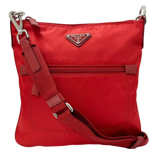 PRADA プラダ ショルダーバッグ レッド 1BH716 ナイロン レディース 【中古】