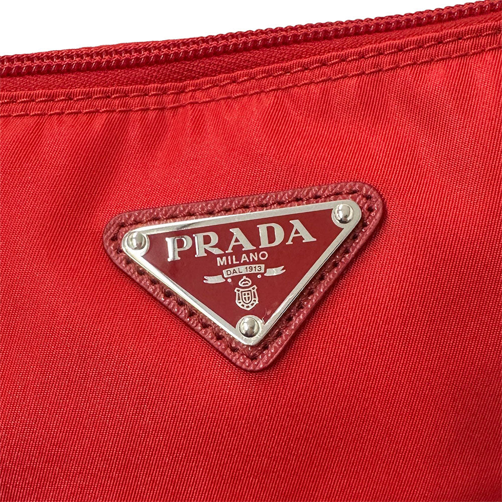 PRADA プラダ ショルダーバッグ レッド 1BH716 ナイロン レディース 【中古】