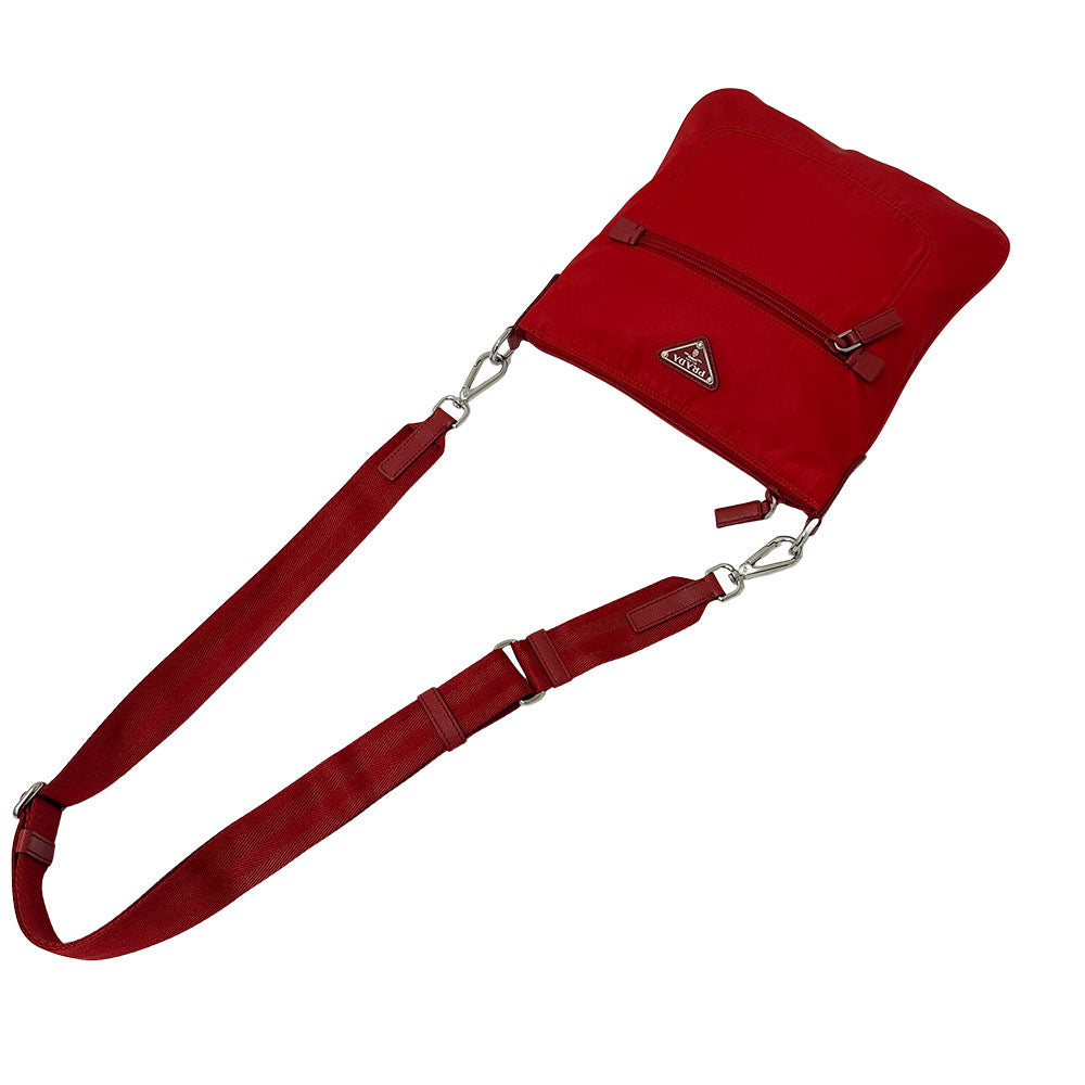 PRADA プラダ ショルダーバッグ レッド 1BH716 ナイロン レディース 【中古】