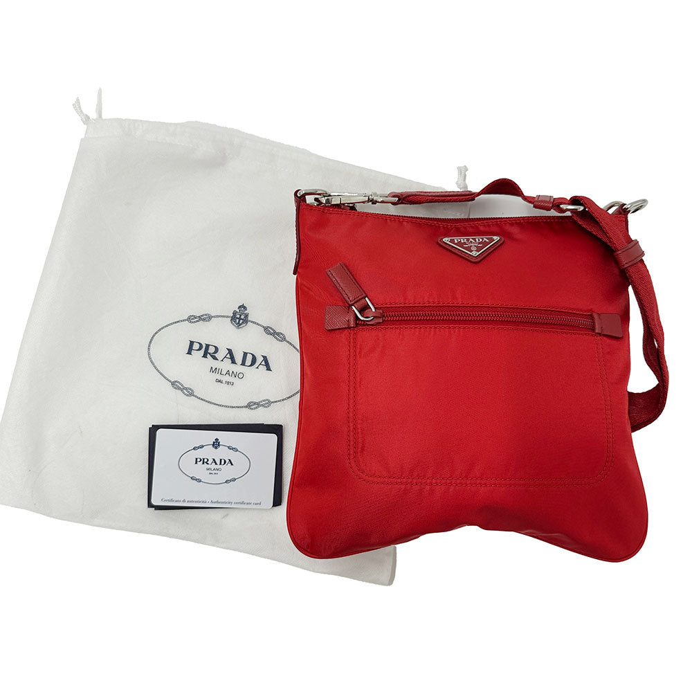 PRADA プラダ ショルダーバッグ レッド 1BH716 ナイロン レディース 【中古】