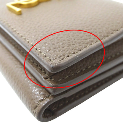 SAINT LAURENT サンローラン 三つ折り財布 トープ 620287 レザー レディース 【中古】