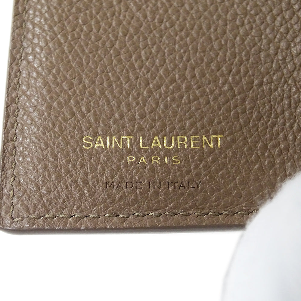 SAINT LAURENT サンローラン 三つ折り財布 トープ 620287 レザー レディース 【中古】