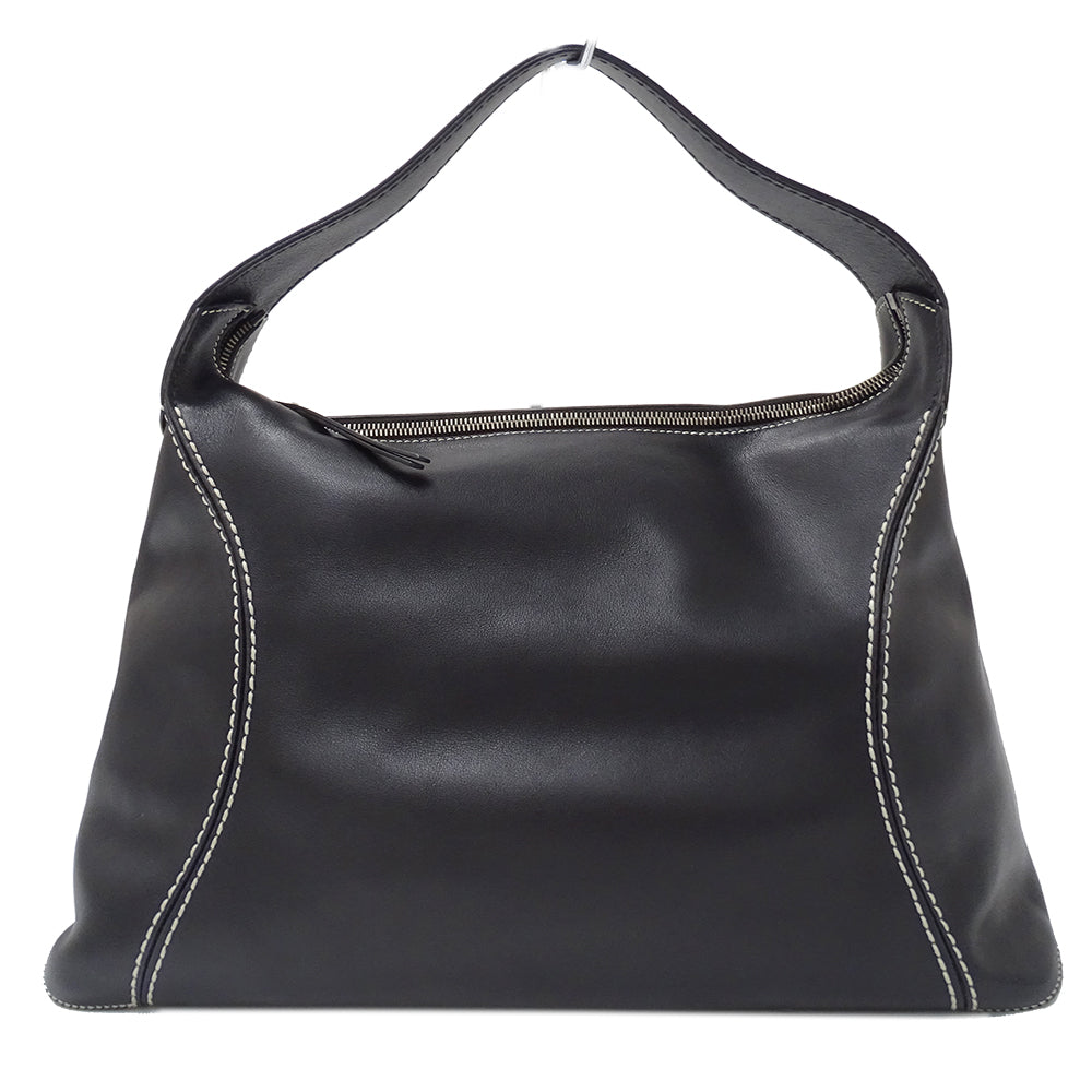 TOD’S トッズ ショルダーバッグ ブラック レザー レディース 【中古】