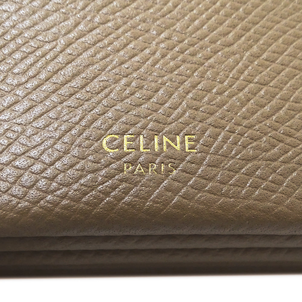 CELINE セリーヌ アコーディオン カードケース 名刺入れ ベージュ ブラウン レザー レディース メンズ 【中古】