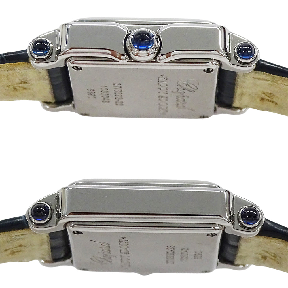 Chopard ショパール ハッピースポーツ スクエア 27/8892-23 レディース 腕時計 5Pダイヤ クオーツ QZ ステンレス レザー 磨き済み【中古】