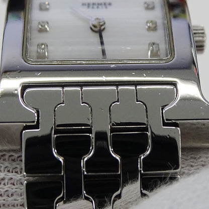 HERMES エルメス Hウォッチ HH1.210 レディース 腕時計 シェル クオーツ QZ ステンレス 12Pダイヤモンド 磨き済み【中古】