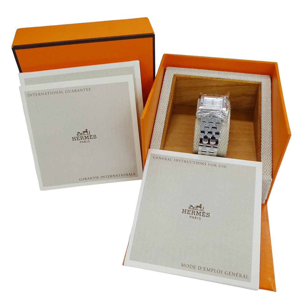 HERMES エルメス Hウォッチ HH1.210 レディース 腕時計 シェル クオーツ QZ ステンレス 12Pダイヤモンド 磨き済み【中古】