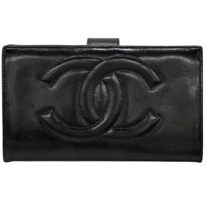 CHANEL シャネル 長財布 ココマーク ブラック ラムスキン レディース 【中古】
