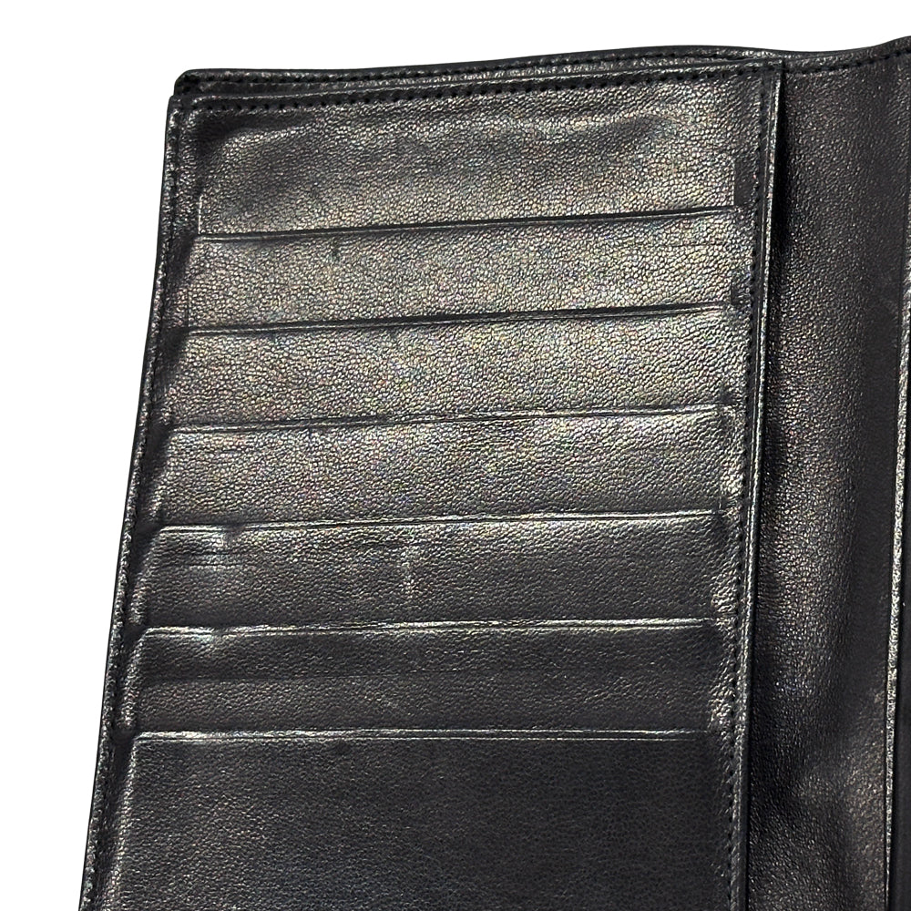 CHANEL シャネル 長財布 ココマーク ブラック ラムスキン レディース 【中古】