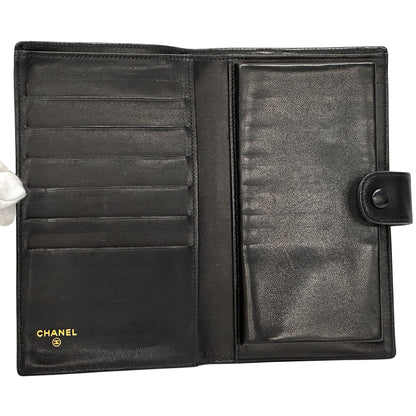 CHANEL シャネル 長財布 ココマーク ブラック ラムスキン レディース 【中古】
