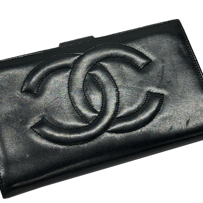 CHANEL シャネル 長財布 ココマーク ブラック ラムスキン レディース 【中古】