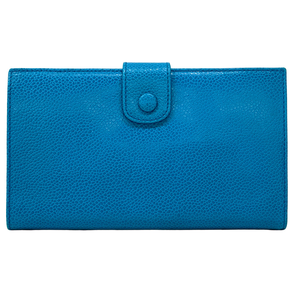 CHANEL シャネル 長財布 ココマーク ブルー キャビアスキン レディース 【中古】