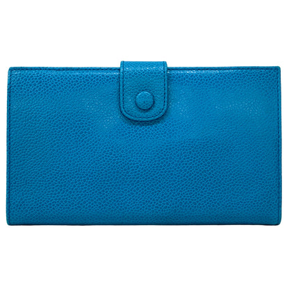 CHANEL シャネル 長財布 ココマーク ブルー キャビアスキン レディース 【中古】