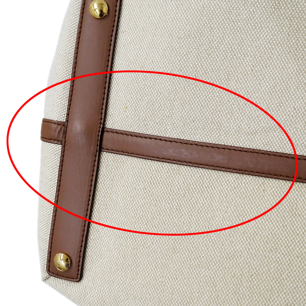 BURBERRY バーバリー トートバッグ ベージュ ブラウン キャンバス レディース 【中古】