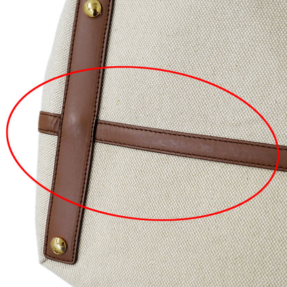 BURBERRY バーバリー トートバッグ ベージュ ブラウン キャンバス レディース 【中古】