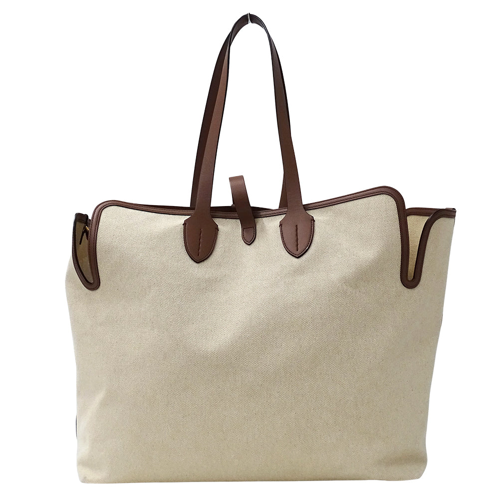 BURBERRY バーバリー トートバッグ ベージュ ブラウン キャンバス レディース 【中古】