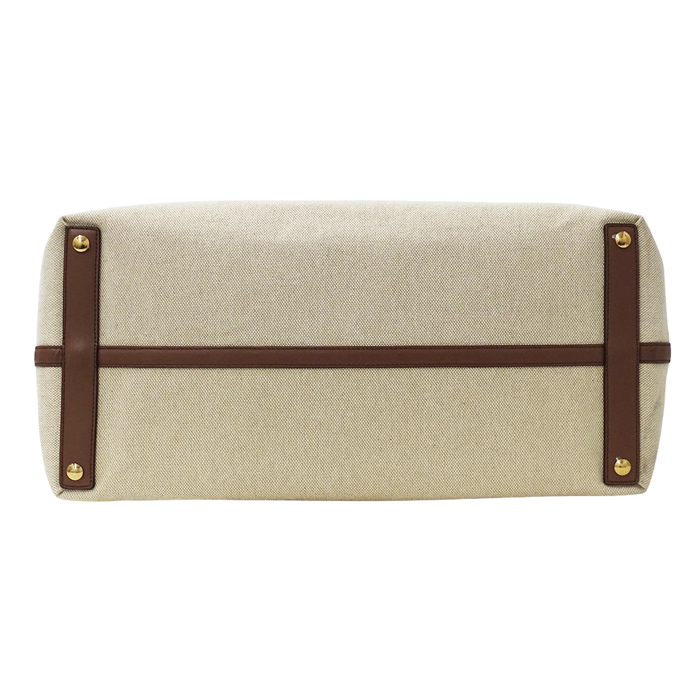BURBERRY バーバリー トートバッグ ベージュ ブラウン キャンバス レディース 【中古】