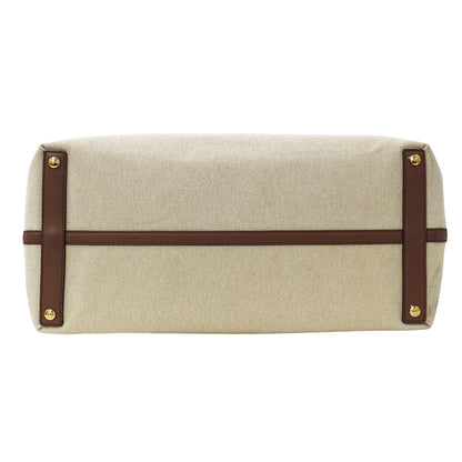 BURBERRY バーバリー トートバッグ ベージュ ブラウン キャンバス レディース 【中古】