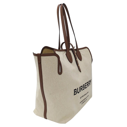 BURBERRY バーバリー トートバッグ ベージュ ブラウン キャンバス レディース 【中古】