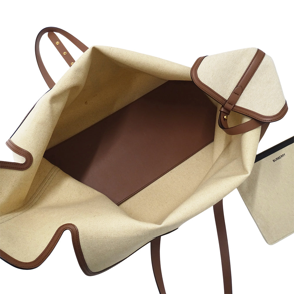 BURBERRY バーバリー トートバッグ ベージュ ブラウン キャンバス レディース 【中古】