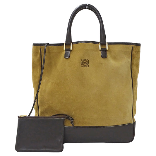LOEWE ロエベ トートバッグ ベージュ ブラウン スエード レディース 【中古】