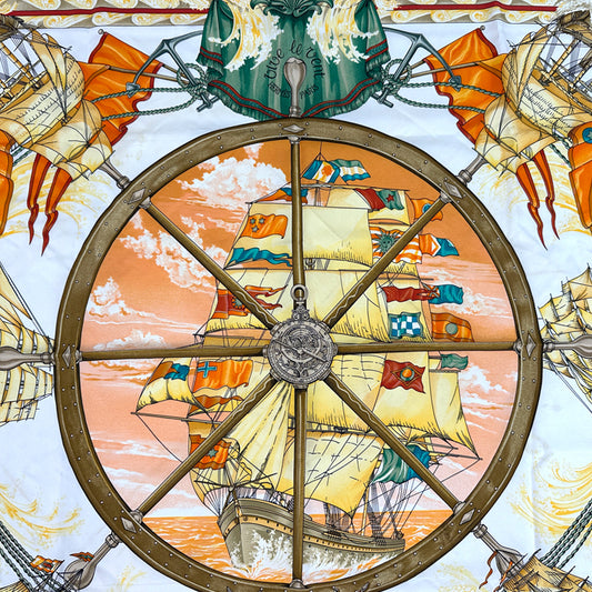 HERMES エルメス カレ90 vive le vent 風よ吹け スカーフ イエロー マルチカラー シルク レディース 【中古】