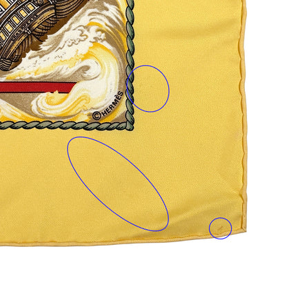 HERMES エルメス カレ90 vive le vent 風よ吹け スカーフ イエロー マルチカラー シルク レディース 【中古】