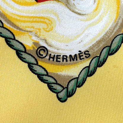 HERMES エルメス カレ90 vive le vent 風よ吹け スカーフ イエロー マルチカラー シルク レディース 【中古】