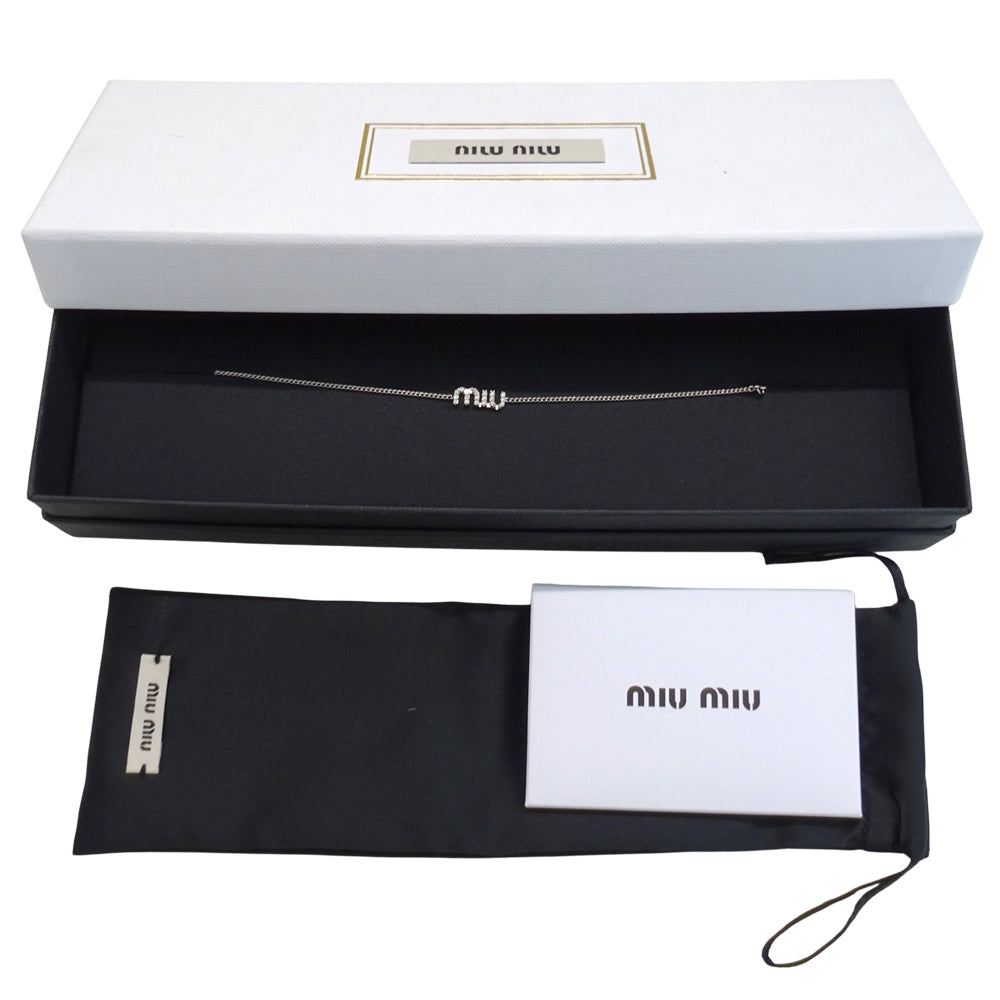 MIUMIU ミュウミュウ ブレスレット ラインストーン メタル シルバー レディース 【中古】