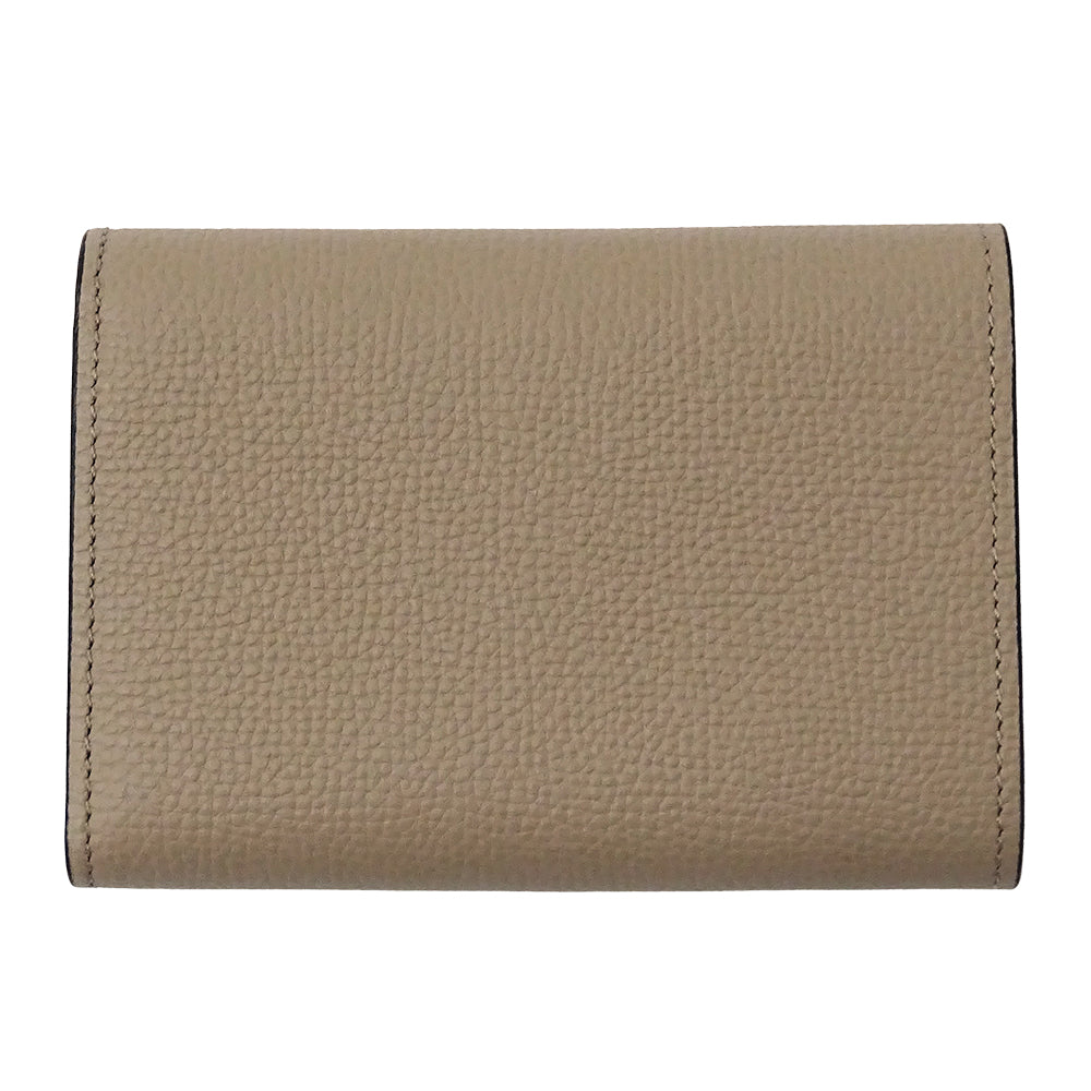 LOEWE ロエベ アナグラム バーティカルウォレット 三つ折り財布 ベージュ カーフ レディース 【中古】