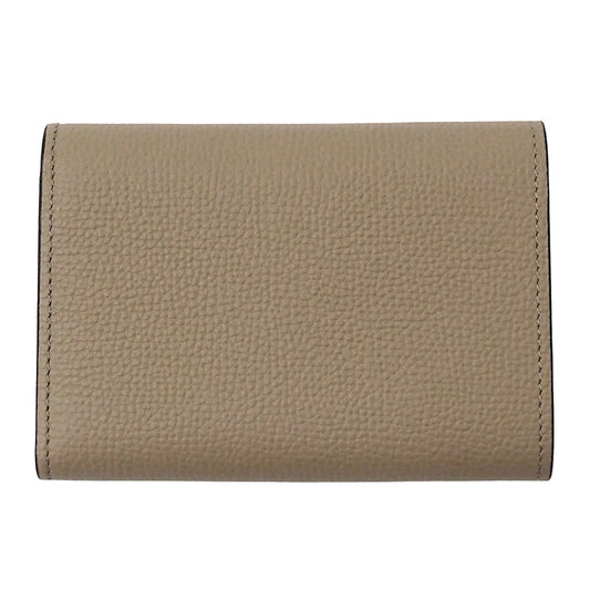 LOEWE ロエベ アナグラム バーティカルウォレット 三つ折り財布 ベージュ カーフ レディース 【中古】