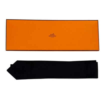 HERMES エルメス ネクタイ ブラック シルク メンズ 【中古】