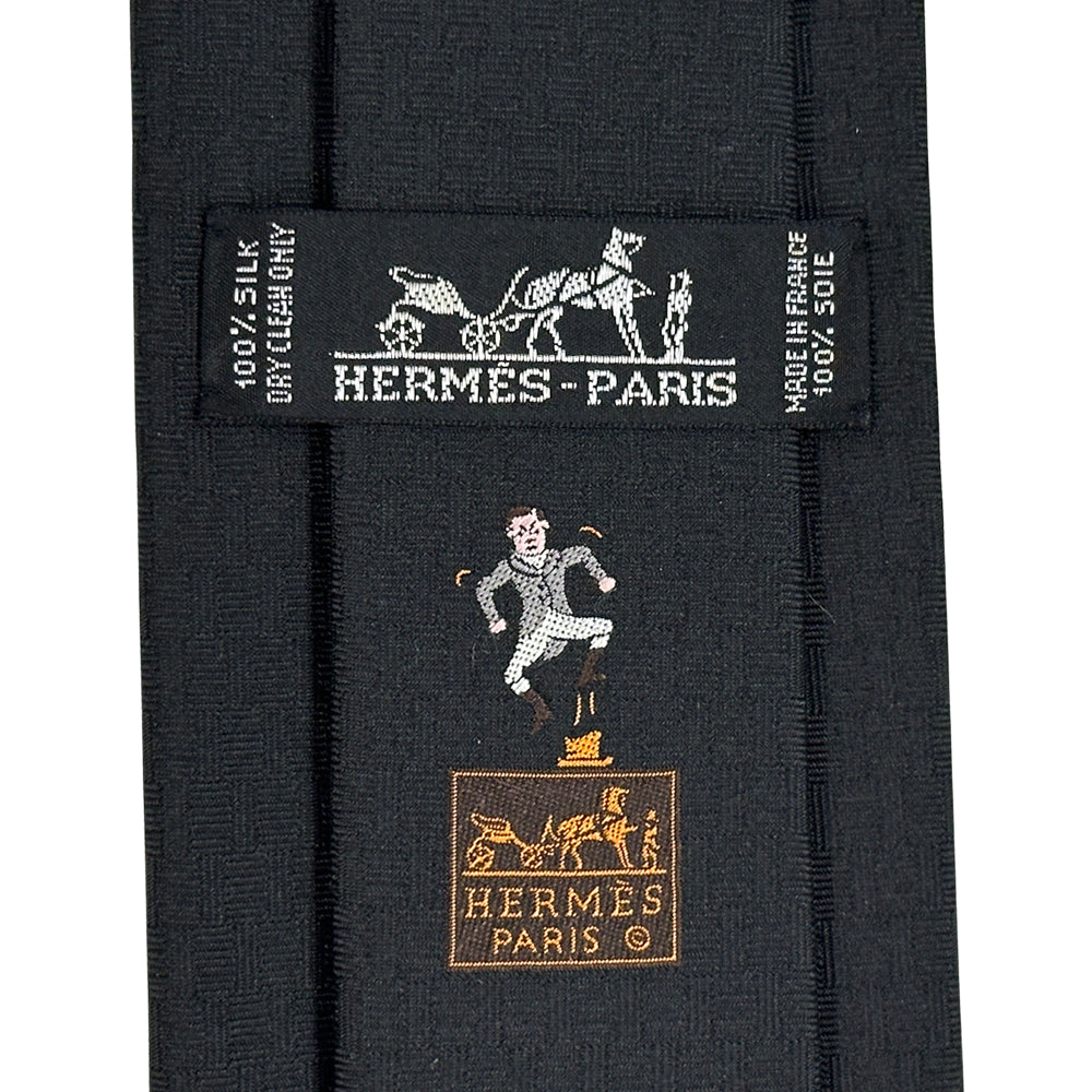 HERMES エルメス ネクタイ ブラック シルク メンズ 【中古】
